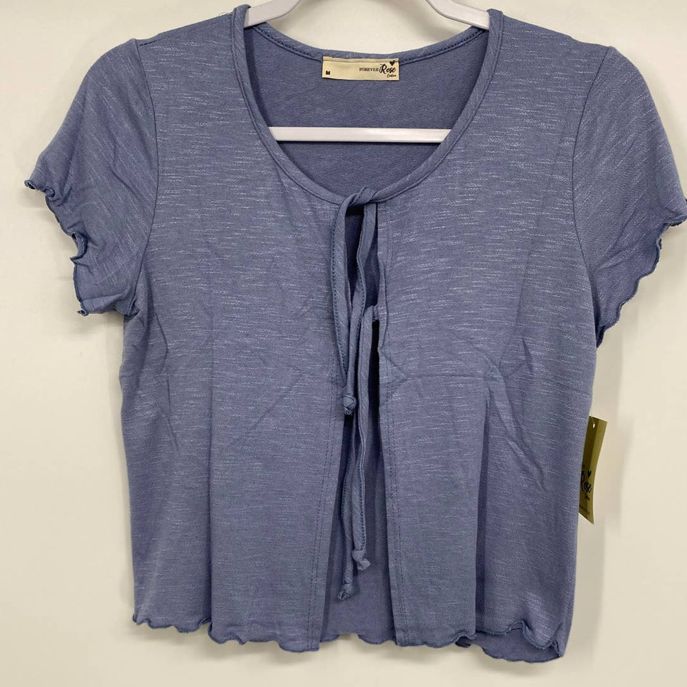 Forever Rose Couture Juniors Blue Short Sleeve Open Shrug Cardigan NEW XL